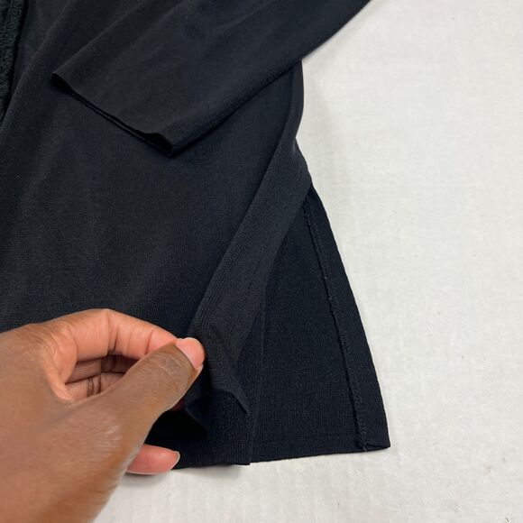 Exclusively Misook Black Textured Trim Open Front Knit Jacket Size PS Petite Sma - Picture 2 of 9